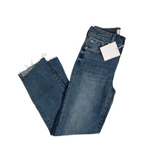 NWT Pistola Monroe High Rise Slim Cigarette Jeans - 26 - Blue - Raw Hem